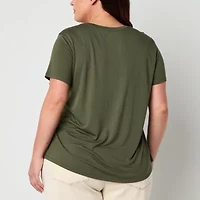 a.n.a Womens Plus Scoop Neck Short Sleeve T-Shirt