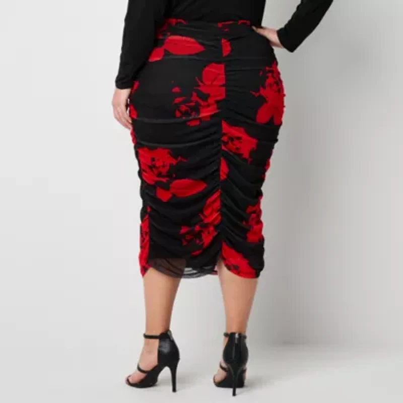 Bold Elements Womens Midi Pencil Skirt Plus