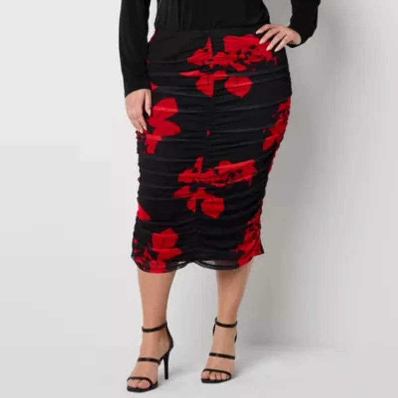 Bold Elements Womens Midi Pencil Skirt Plus