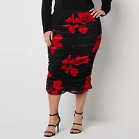 Bold Elements Womens Midi Pencil Skirt Plus