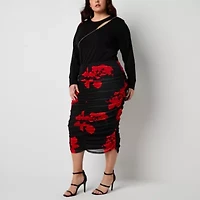 Bold Elements Womens Midi Pencil Skirt Plus