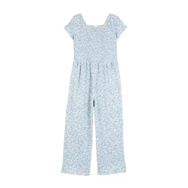 Carter's Little & Big Kid Girls Square Neck Short Sleeve Jumpsuit