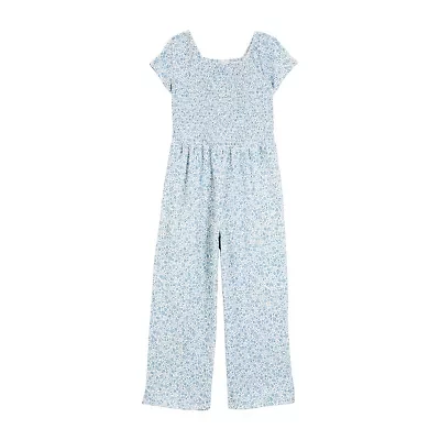 Carter's Little & Big Kid Girls Square Neck Short Sleeve Jumpsuit