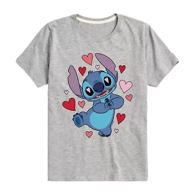 Disney Collection Little & Big Kid Boys Crew Neck Short Sleeve Lilo Stitch Graphic T-Shirt