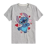 Disney Collection Little & Big Kid Boys Crew Neck Short Sleeve Lilo Stitch Graphic T-Shirt