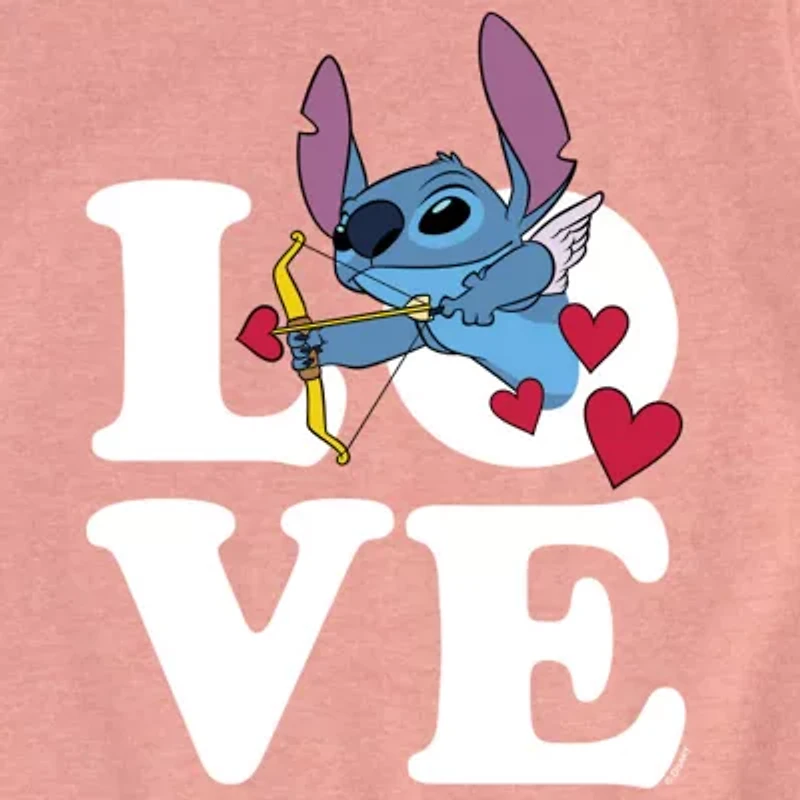 Disney Collection Little & Big Kid Girls Crew Neck Short Sleeve Lilo Stitch Graphic T-Shirt