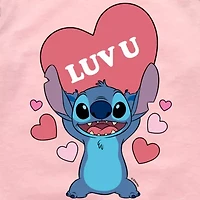 Disney Collection Little & Big Kid Girls Crew Neck 3/4 Sleeve Lilo Stitch Graphic T-Shirt