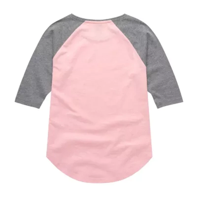 Disney Collection Little & Big Kid Girls Crew Neck 3/4 Sleeve Lilo Stitch Graphic T-Shirt