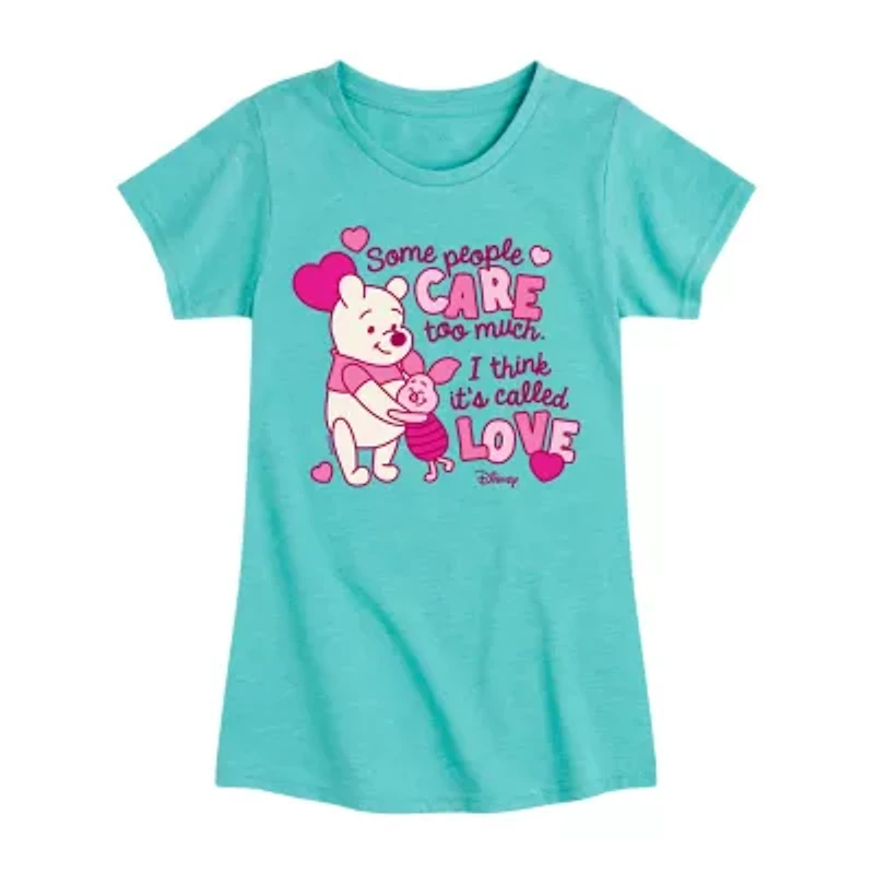 Disney Collection Little & Big Kid Girls Crew Neck Short Sleeve Winnie The Pooh Graphic T-Shirt