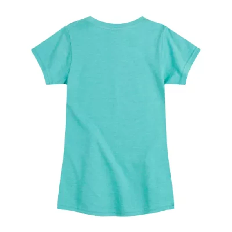 Disney Collection Little & Big Kid Girls Crew Neck Short Sleeve Regular Fit Lilo Stitch Graphic T-Shirt