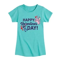 Disney Collection Little & Big Kid Girls Crew Neck Short Sleeve Regular Fit Lilo Stitch Graphic T-Shirt