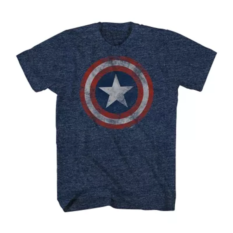 Mens Crew Neck Short Sleeve Regular Fit Captain America Big and Tall Graphic T-Shirt