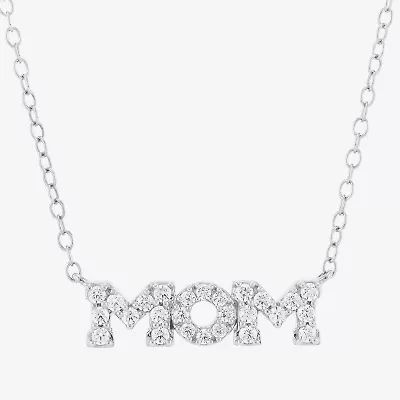 Limited Quantities! "Mom" Womens 1/4 CT. T.W. Lab Grown White Diamond Sterling Silver 18 Inch Pendant Necklace