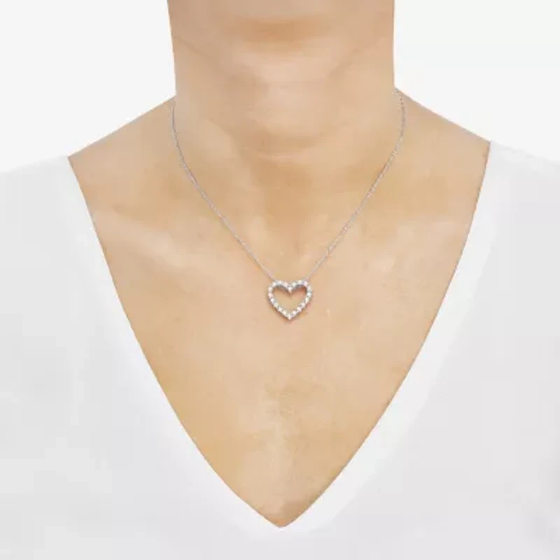 Limited Quantities! Womens 1/ CT. T.W. Lab Grown White Diamond Sterling Silver Heart 18 Inch Pendant Necklace