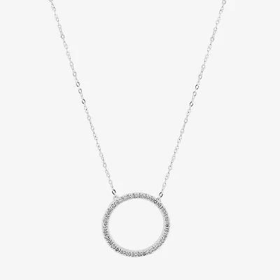 Limited Quantities! Womens 1/10 CT. T.W. Natural White Diamond 10K Gold Circle 17 1/4 Inch Pendant Necklace