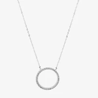Limited Quantities! Womens 1/10 CT. T.W. Natural White Diamond 10K Gold Circle 17 1/4 Inch Pendant Necklace