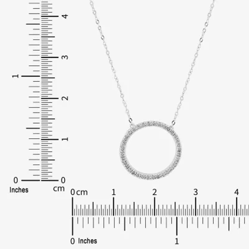 Limited Quantities! Womens 1/10 CT. T.W. Natural White Diamond 10K Gold Circle 17 1/4 Inch Pendant Necklace