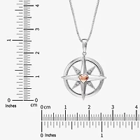 Limited Quantities! Compass Womens Diamond Accent Natural White Diamond Sterling Silver 18 Inch Pendant Necklace