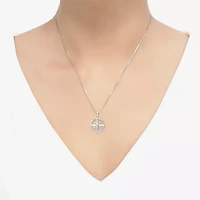 Limited Quantities! Compass Womens Diamond Accent Natural White Diamond Sterling Silver 18 Inch Pendant Necklace