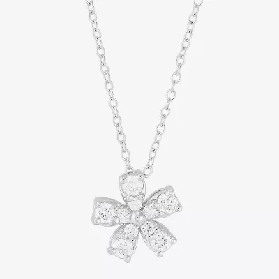 Limited Quantities! Womens 1/3 CT. T.W. Lab Grown White Diamond Sterling Silver Flower 18 Inch Pendant Necklace