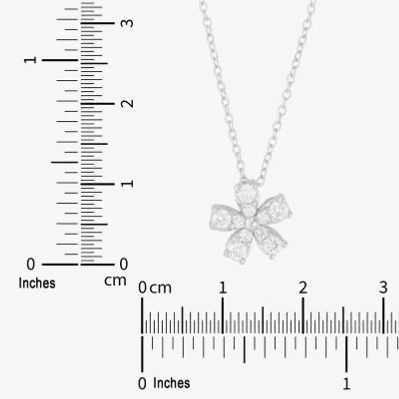 Limited Quantities! Womens 1/3 CT. T.W. Lab Grown White Diamond Sterling Silver Flower 18 Inch Pendant Necklace