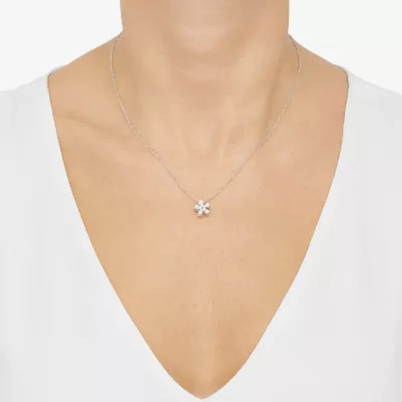 Limited Quantities! Womens 1/3 CT. T.W. Lab Grown White Diamond Sterling Silver Flower 18 Inch Pendant Necklace