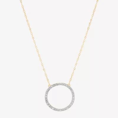 Limited Quantities! Womens 1/10 CT. T.W. Natural White Diamond 10K Gold Circle 17 1/4 Inch Pendant Necklace