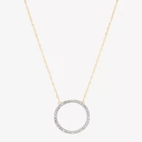 Limited Quantities! Womens 1/10 CT. T.W. Natural White Diamond 10K Gold Circle 17 1/4 Inch Pendant Necklace