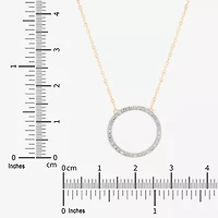 Limited Quantities! Womens 1/10 CT. T.W. Natural White Diamond 10K Gold Circle 17 1/4 Inch Pendant Necklace