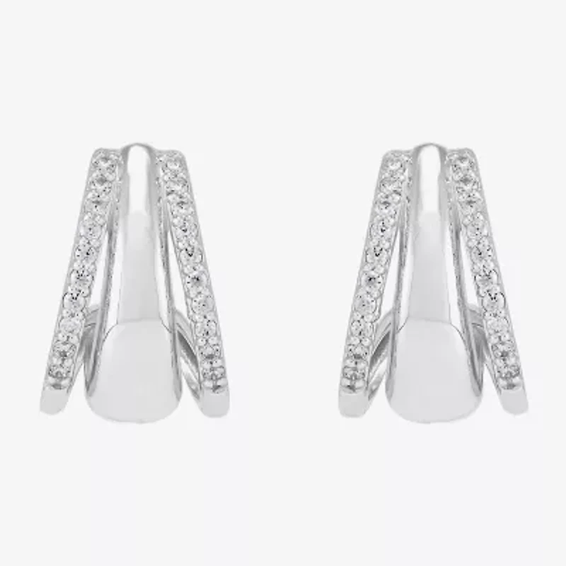 Limited Quantities! Womens 1/4 CT. T.W. Lab Grown White Diamond Sterling Silver 14.5mm Hoop Earrings