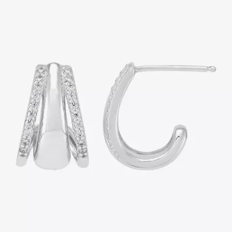 Limited Quantities! Womens 1/4 CT. T.W. Lab Grown White Diamond Sterling Silver 14.5mm Hoop Earrings