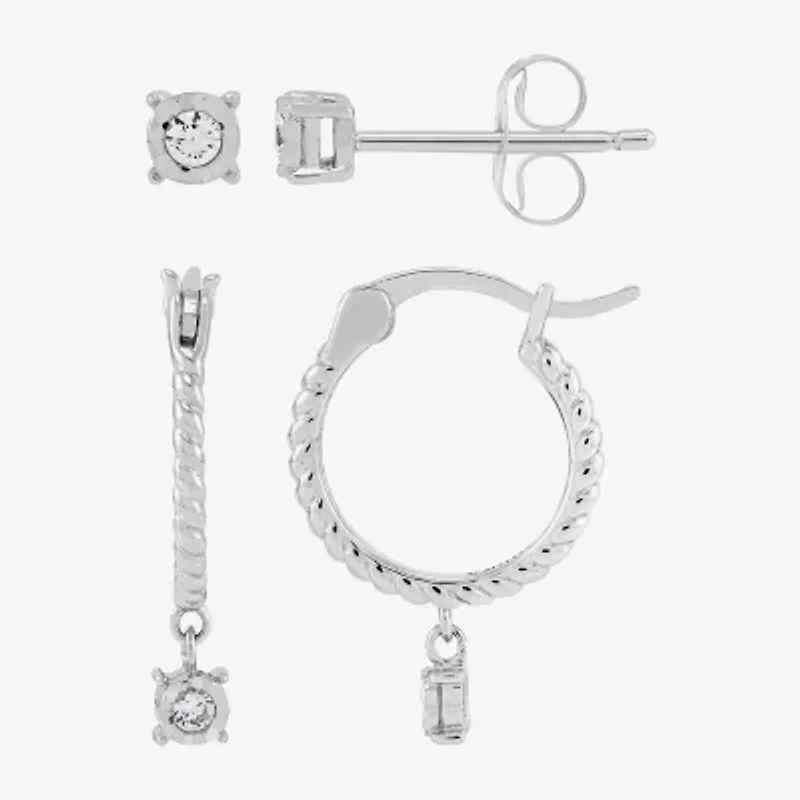 Limited Quantities! Womens 1/10 CT. T.W. Lab Grown White Diamond Sterling Silver 2-pc. Earring Set