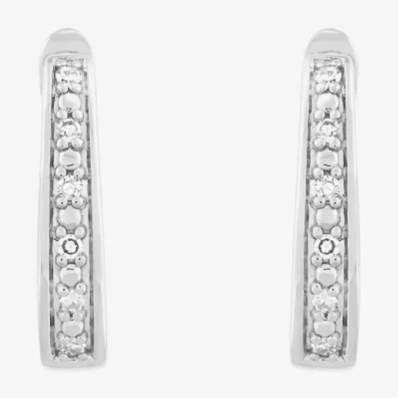 Limited Quantities! Womens 1/10 CT. T.W. Lab Grown White Diamond Sterling Silver 16.1mm Hoop Earrings