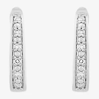 Limited Quantities! Womens 1/10 CT. T.W. Lab Grown White Diamond Sterling Silver 16.1mm Hoop Earrings