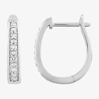 Limited Quantities! Womens 1/10 CT. T.W. Lab Grown White Diamond Sterling Silver 16.1mm Hoop Earrings