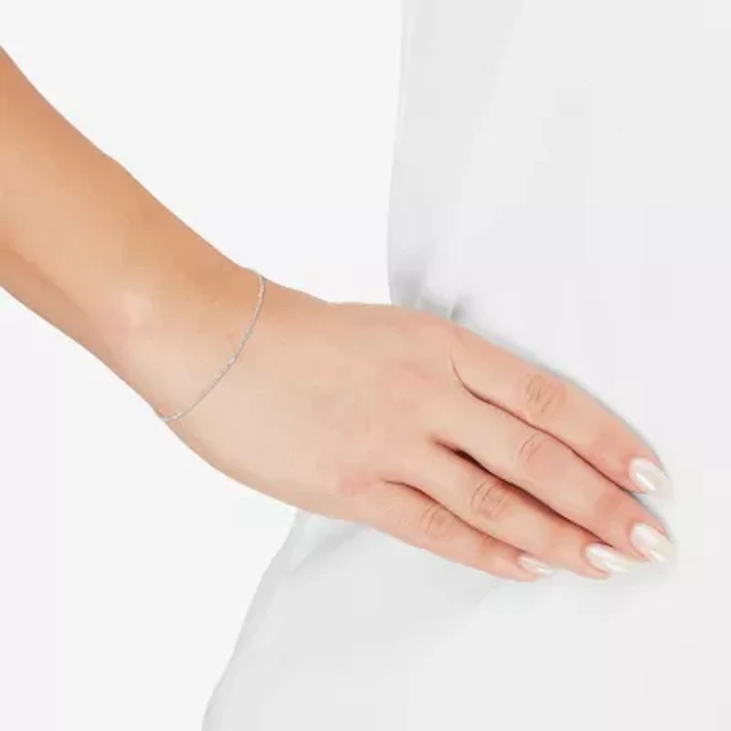 Limited Quantities! Womens 14K White Gold 7 Inch Solid Cable Chain Bracelet