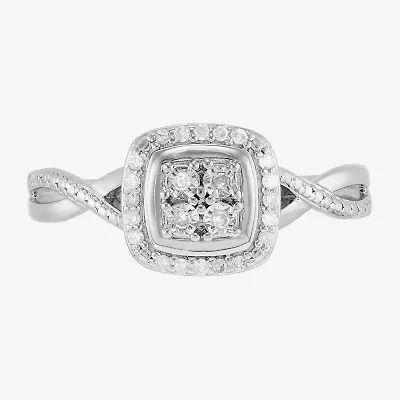 Limited Quantities! Womens 1/10 CT. T.W. Natural White Diamond Sterling Silver Cushion Promise Ring