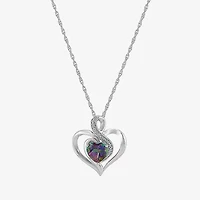Limited Quantities! Womens Diamond Accent Genuine Mystic Fire Topaz Sterling Silver Heart 18 Inch Pendant Necklace