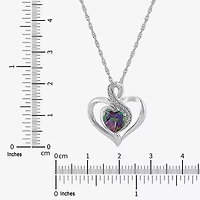 Limited Quantities! Womens Diamond Accent Genuine Mystic Fire Topaz Sterling Silver Heart 18 Inch Pendant Necklace