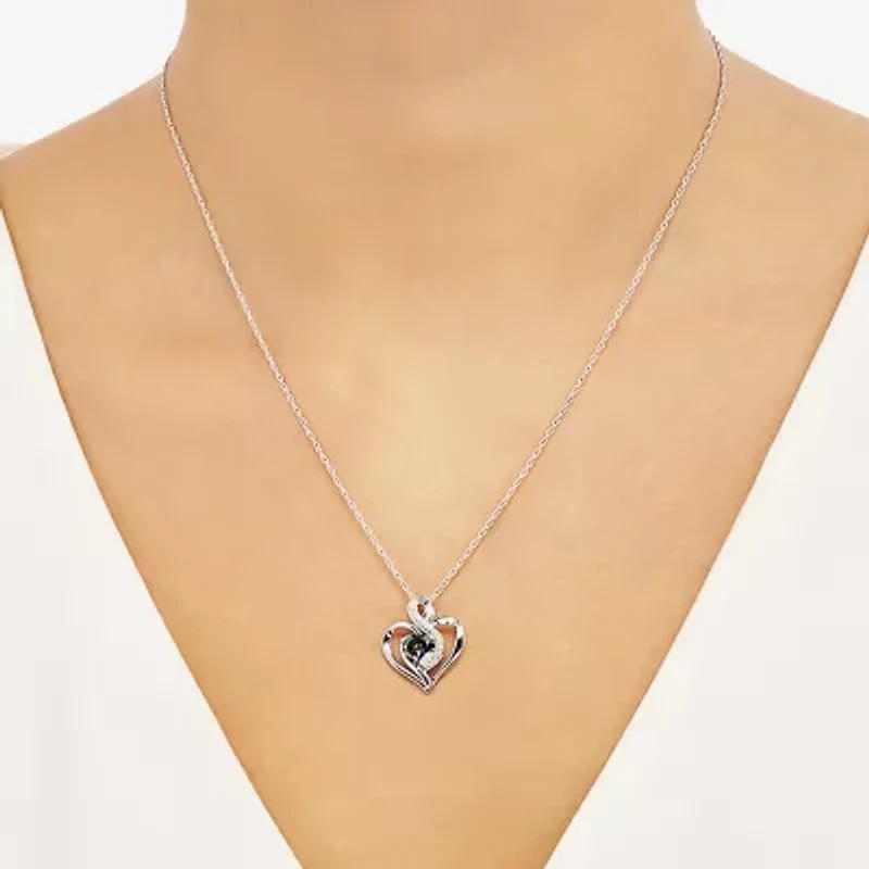 Limited Quantities! Womens Diamond Accent Genuine Mystic Fire Topaz Sterling Silver Heart 18 Inch Pendant Necklace