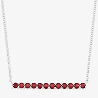 Limited Quantities! Womens Lab Created Red Ruby Sterling Silver Bar 18 Inch Pendant Necklace