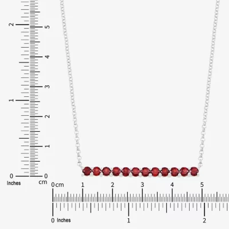 Limited Quantities! Womens Lab Created Red Ruby Sterling Silver Bar 18 Inch Pendant Necklace