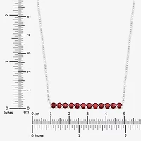 Limited Quantities! Womens Lab Created Red Ruby Sterling Silver Bar 18 Inch Pendant Necklace
