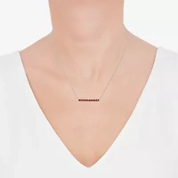 Limited Quantities! Womens Lab Created Red Ruby Sterling Silver Bar 18 Inch Pendant Necklace