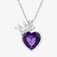 Limited Quantities! Womens Diamond Accent Genuine Purple Amethyst Sterling Silver Heart 18 Inch Pendant Necklace
