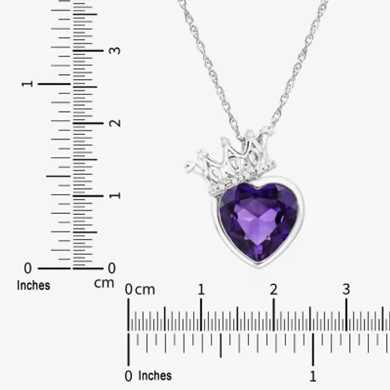 Limited Quantities! Womens Diamond Accent Genuine Purple Amethyst Sterling Silver Heart 18 Inch Pendant Necklace