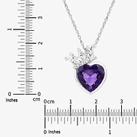 Limited Quantities! Womens Diamond Accent Genuine Purple Amethyst Sterling Silver Heart 18 Inch Pendant Necklace