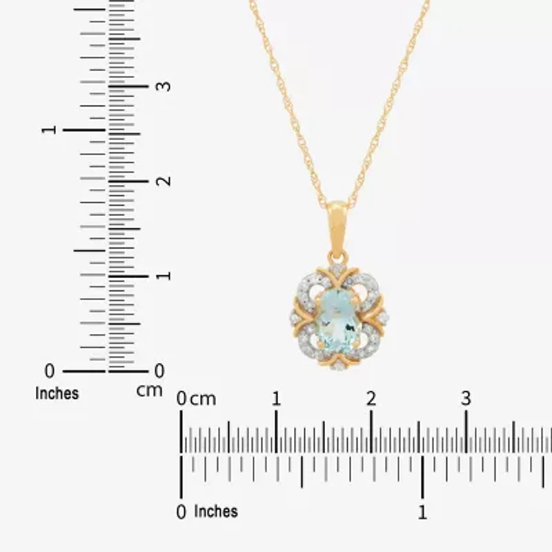 Limited Quantities! Womens 1/8 CT. T.W. Genuine Blue Aquamarine 14K Gold Flower 18 Inch Pendant Necklace