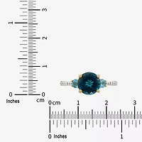 Limited Quantities! Womens Diamond Accent Genuine Blue Topaz 14K Gold Cocktail Ring