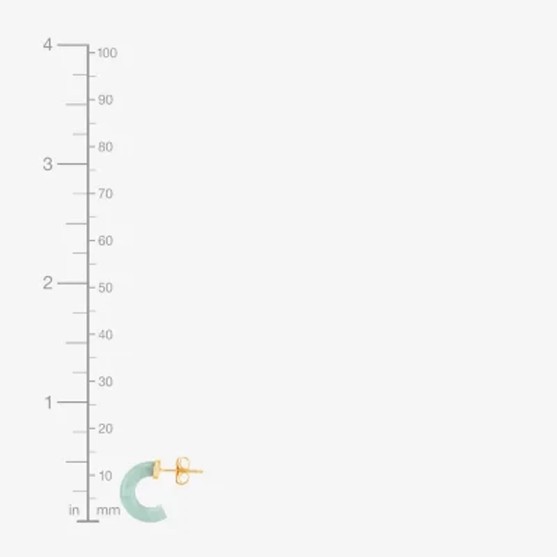 Limited Quantities! Womens Genuine Green Jade 14K Gold Over Silver 13.9mm Hoop Earrings